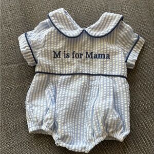 Blue Striped "M is for Mama" Baby One-Piece Bodysuit